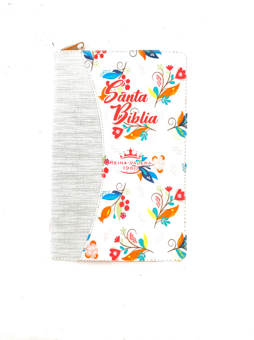 Biblia rvr 1960 letra grande estuche plata-blanco- salmón by Reina Valera 1960
