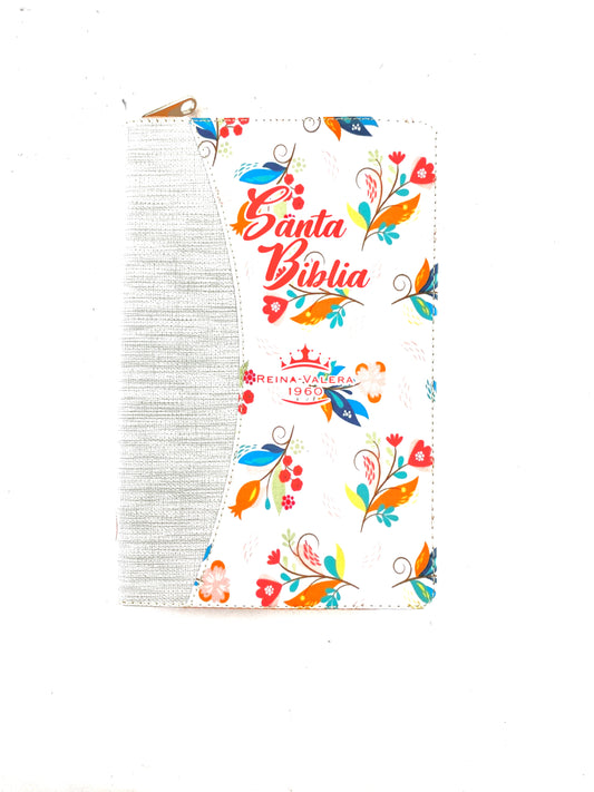 Biblia rvr 1960 letra grande estuche plata-blanco- salmón by Reina Valera 1960