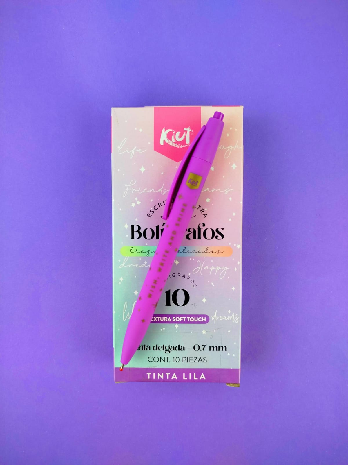 Bolígrafos kiut retráctil tinta lila 0.7 caja x10 by Kiut