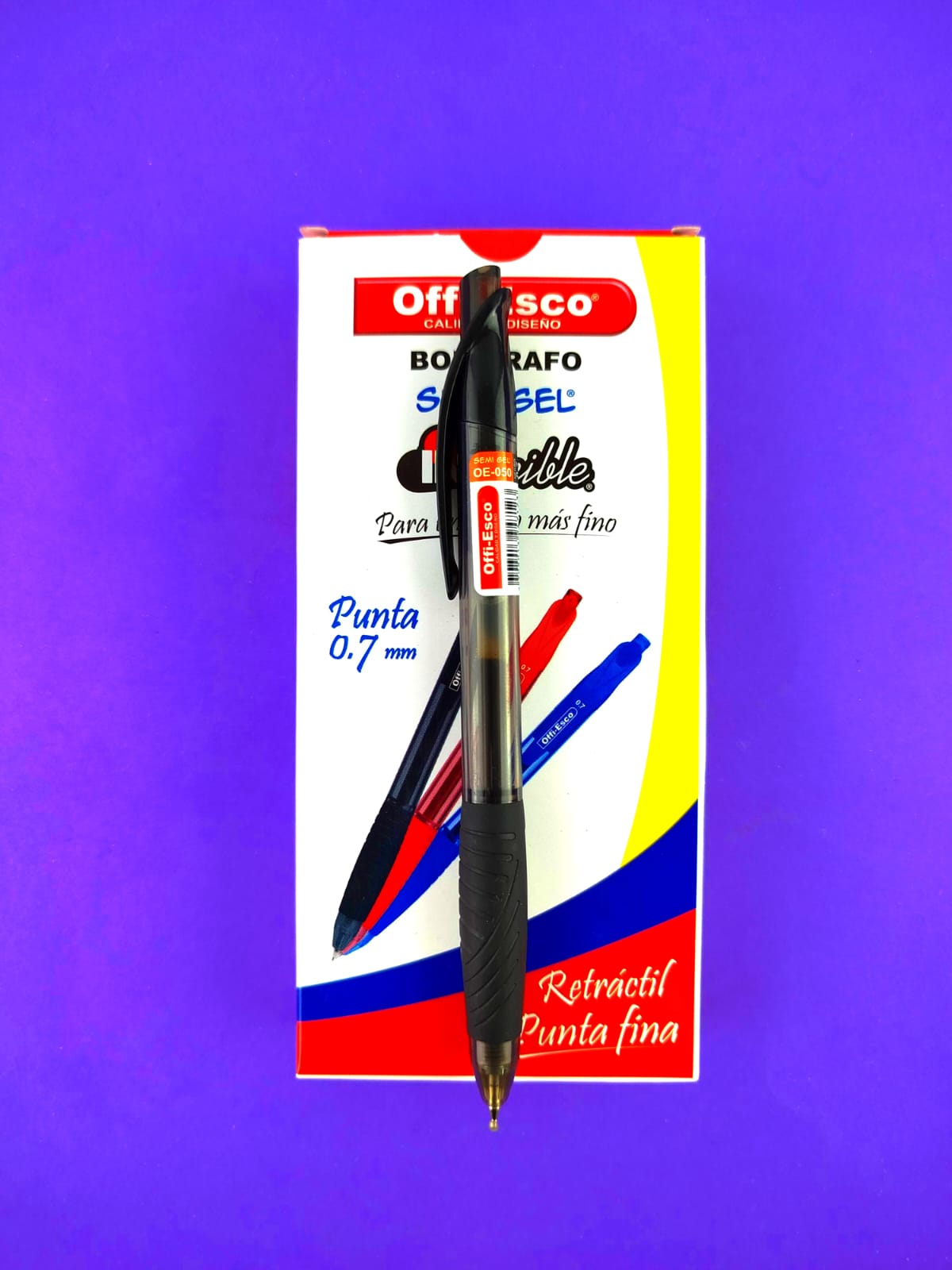 Bolígrafos offi esco semi gel retráctil negro OE050 0.7 caja x12 by Offi esco