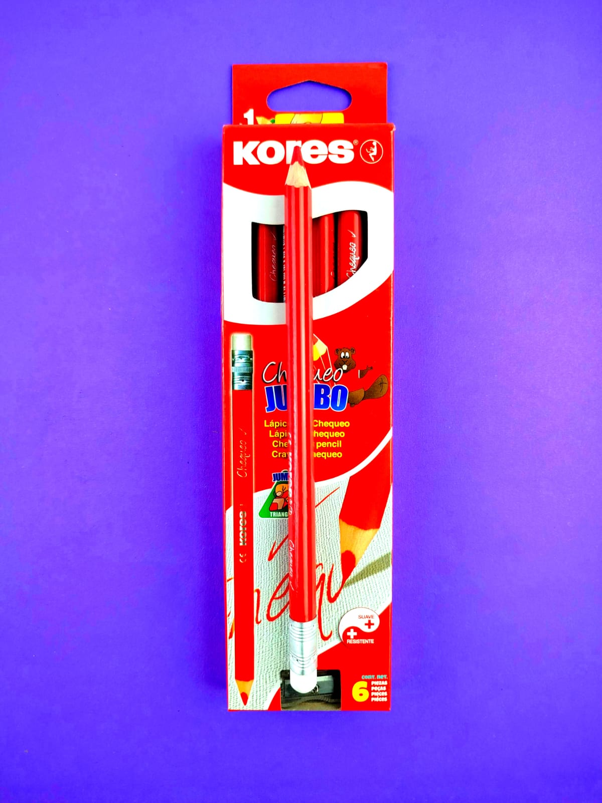 Caja de 6 lápices chequeo jumbo Kores by Kores