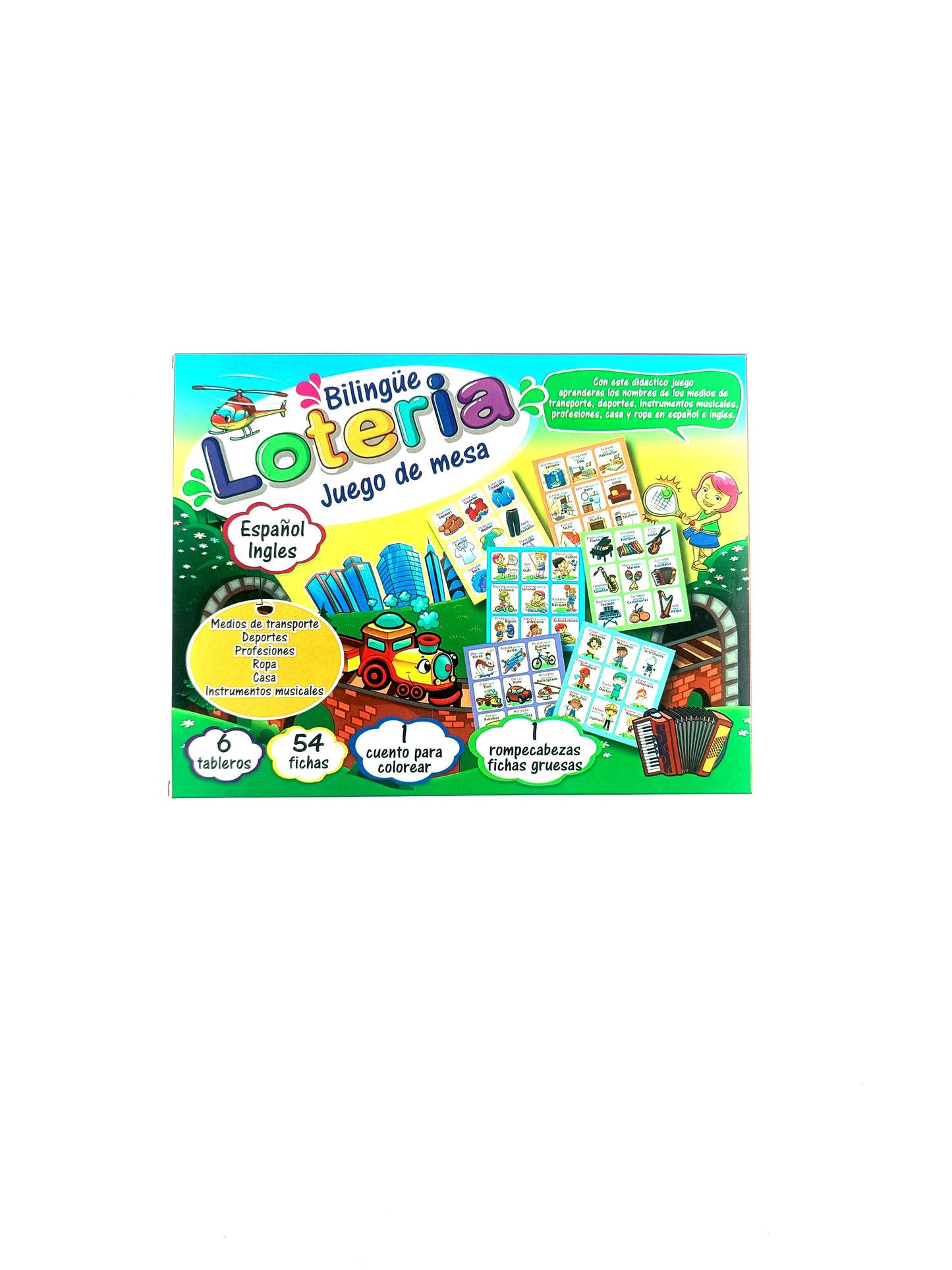 Lotería bilingüe medios de transporte