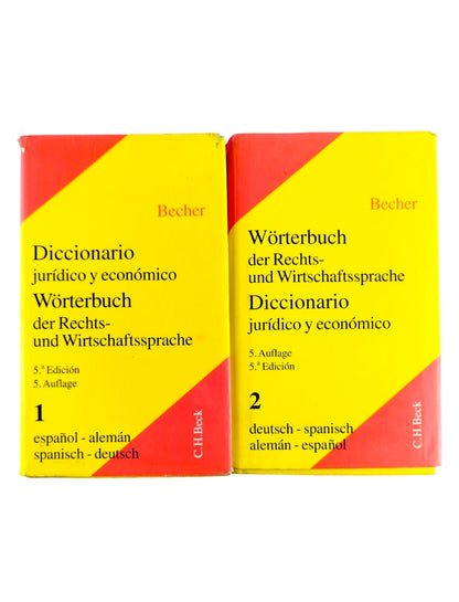 diccionario jurídico y económico wörterbuch der Rechts-Und wirtschaftssprache 5ta Ed. Dos tomos by Becher