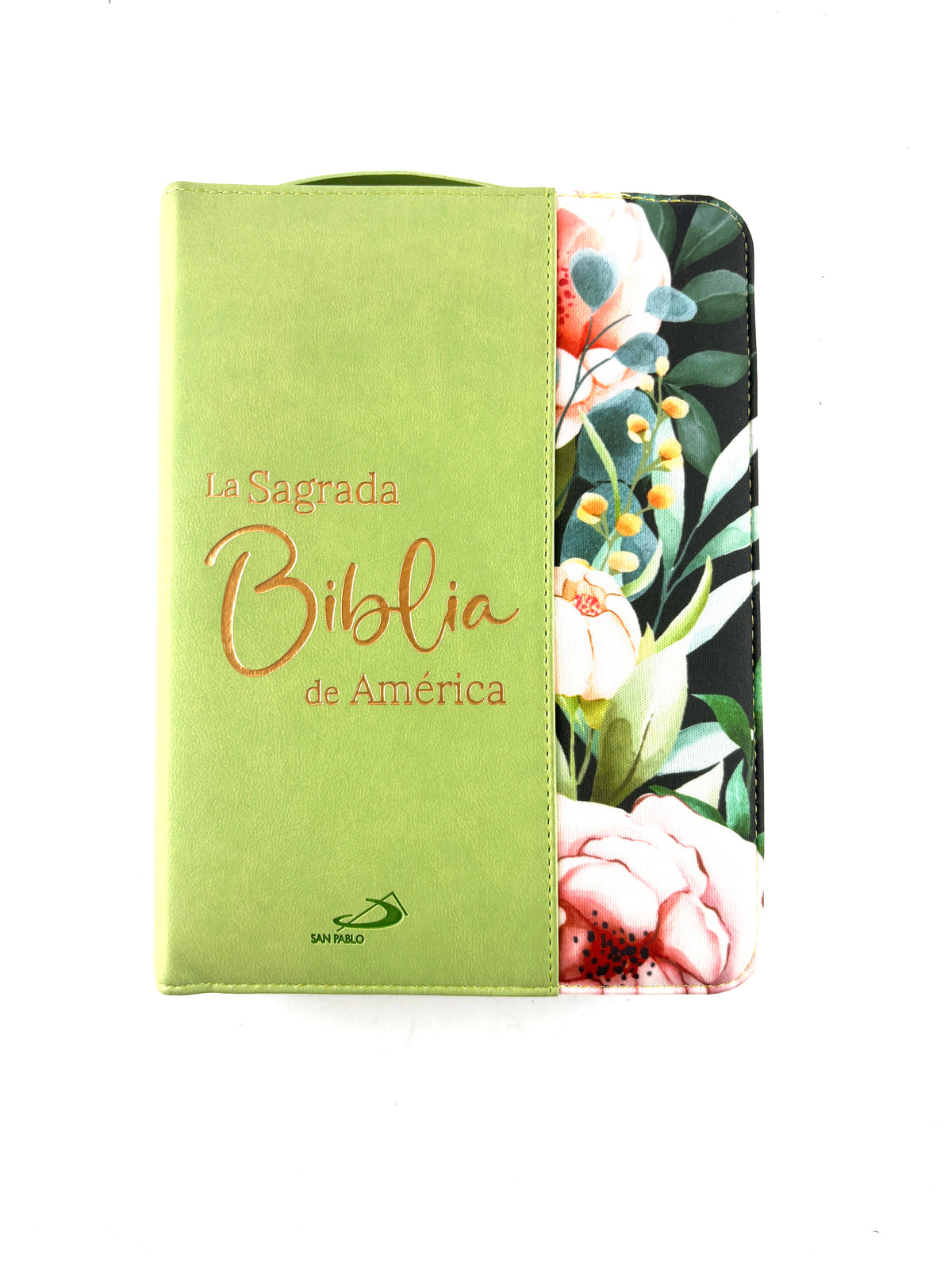 Sagrada biblia de américa colección estuche verde claro/flores by Biblia de América