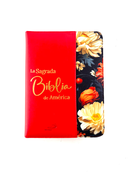 Sagrada biblia de américa colección estuche roja/flores by Biblia de América