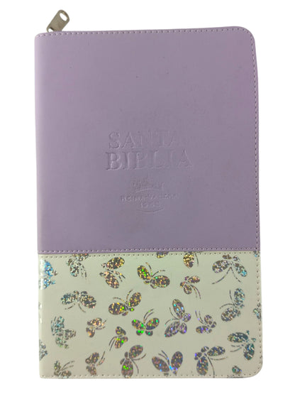 Biblia RVR 1960 Letra Grande Estuche lila con Mariposas