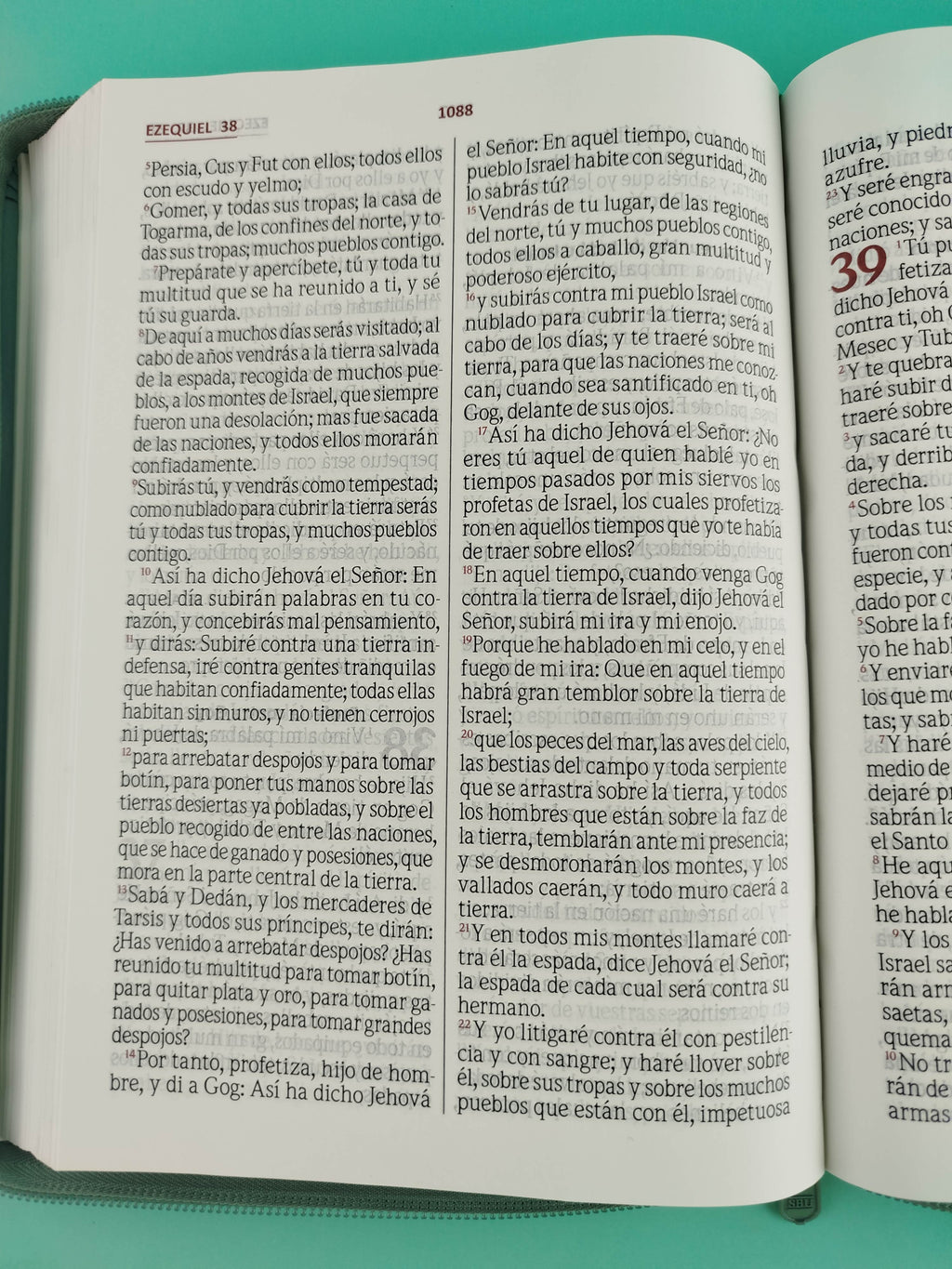 Biblia Letra gigante verde menta borde blanco con cierre by Reina Valera 1960
