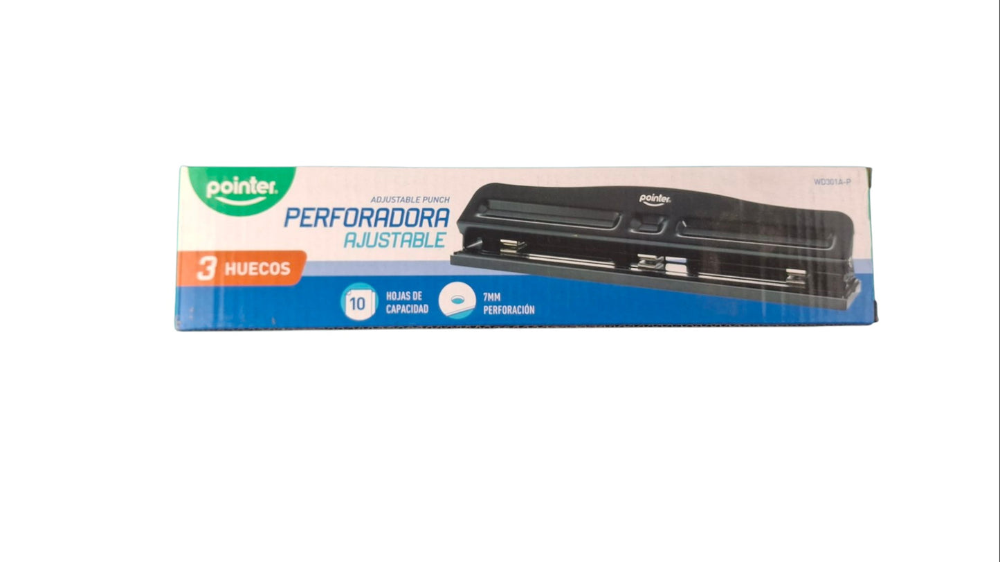 Perforadora ajustable pointer 3 huecos