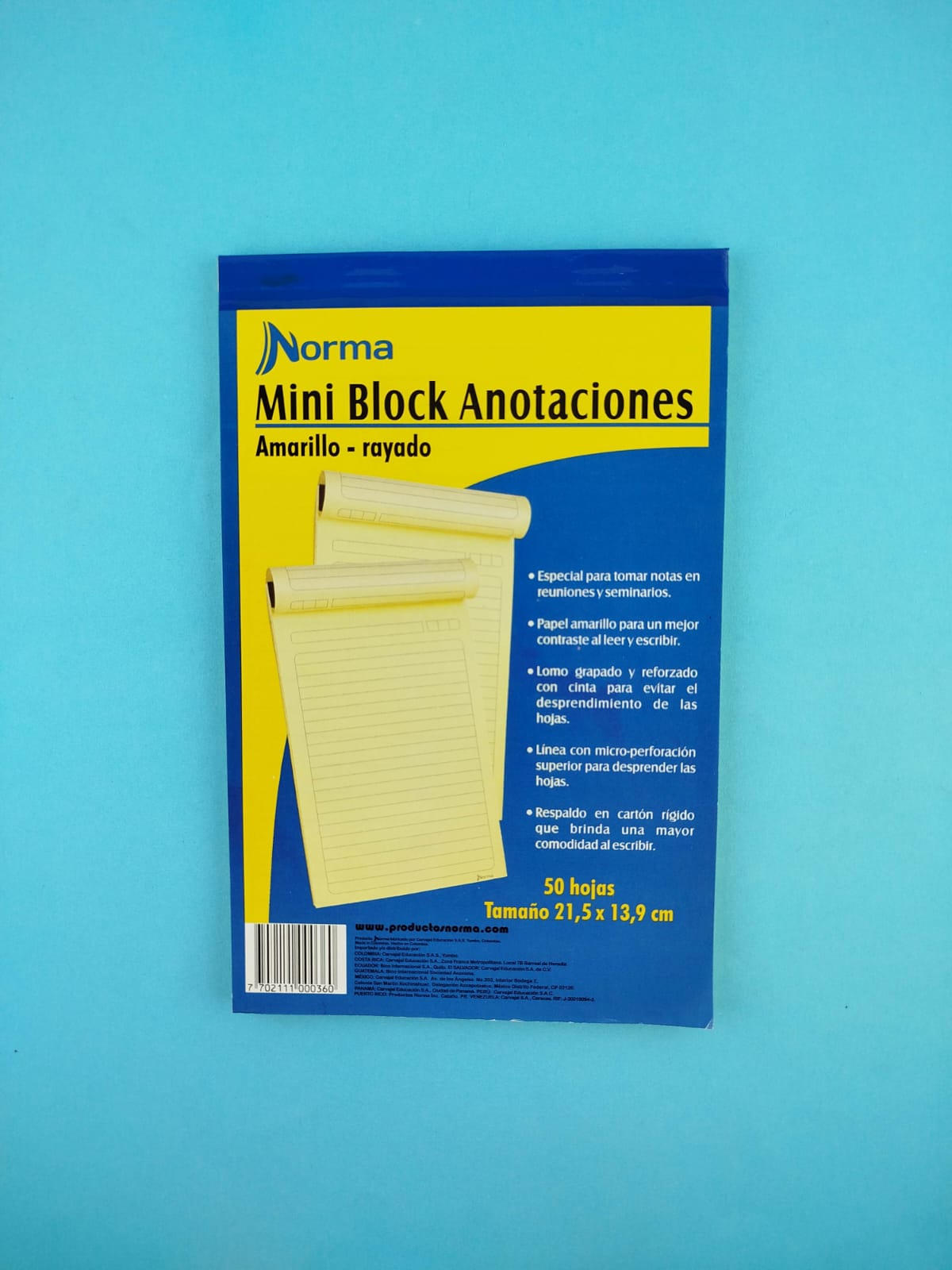 Mini block anotaciones canario 1/2 carta 50 hojas rayado by Norma
