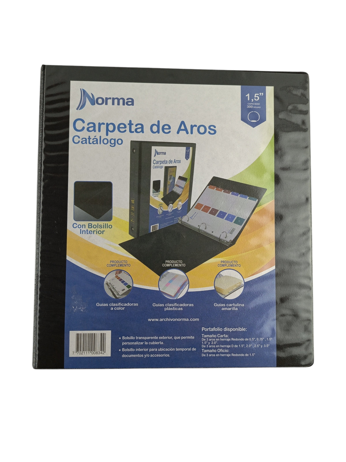 Pasta catálogo norma negra 3 aros carta 1.5 by Norma