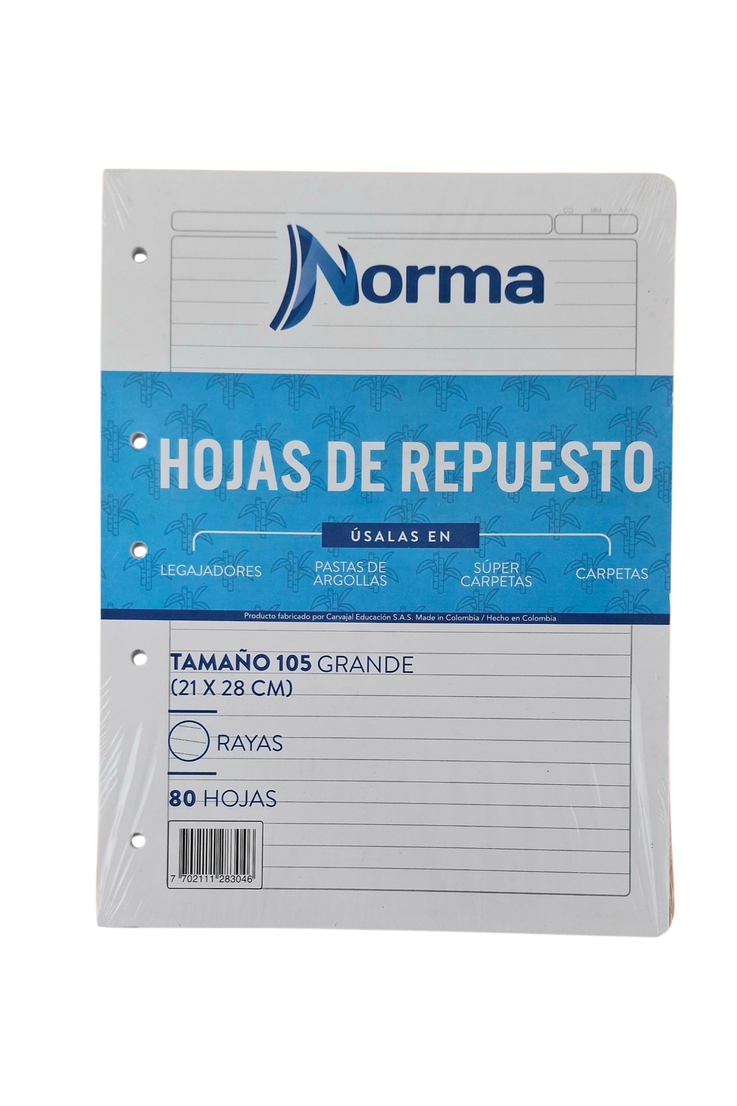 Hojas de repuesto 105 Norma (21x28) cm rayas 80 hj