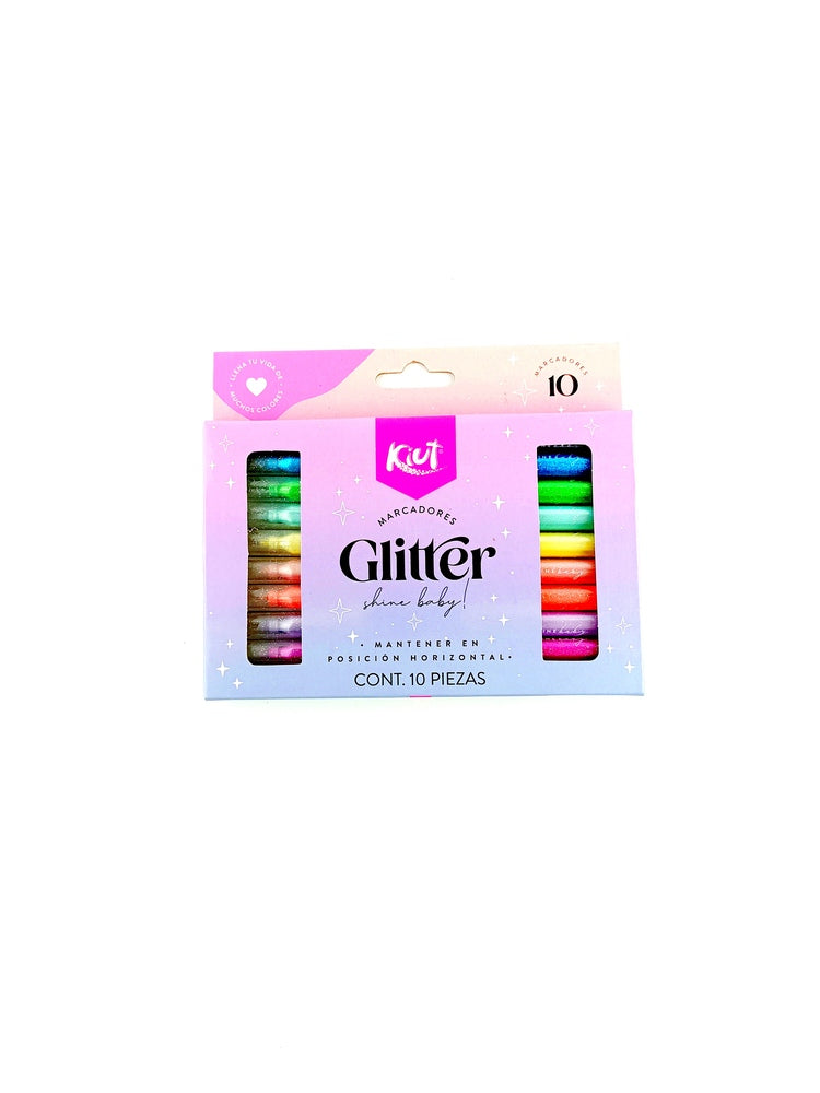 Marcadores kiut glitter escarchado x 10 by libreriatroya.com