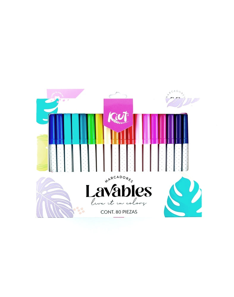 Marcadores lavables kiut x 80 piezas by libreriatroya.com