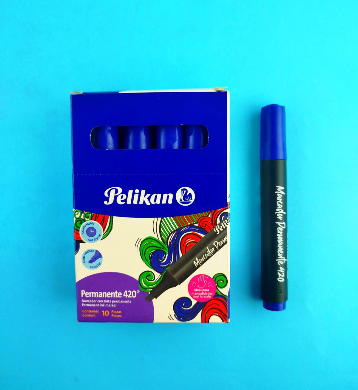 Marcador Pelikan permanente 420 azul x10 by Pelikan