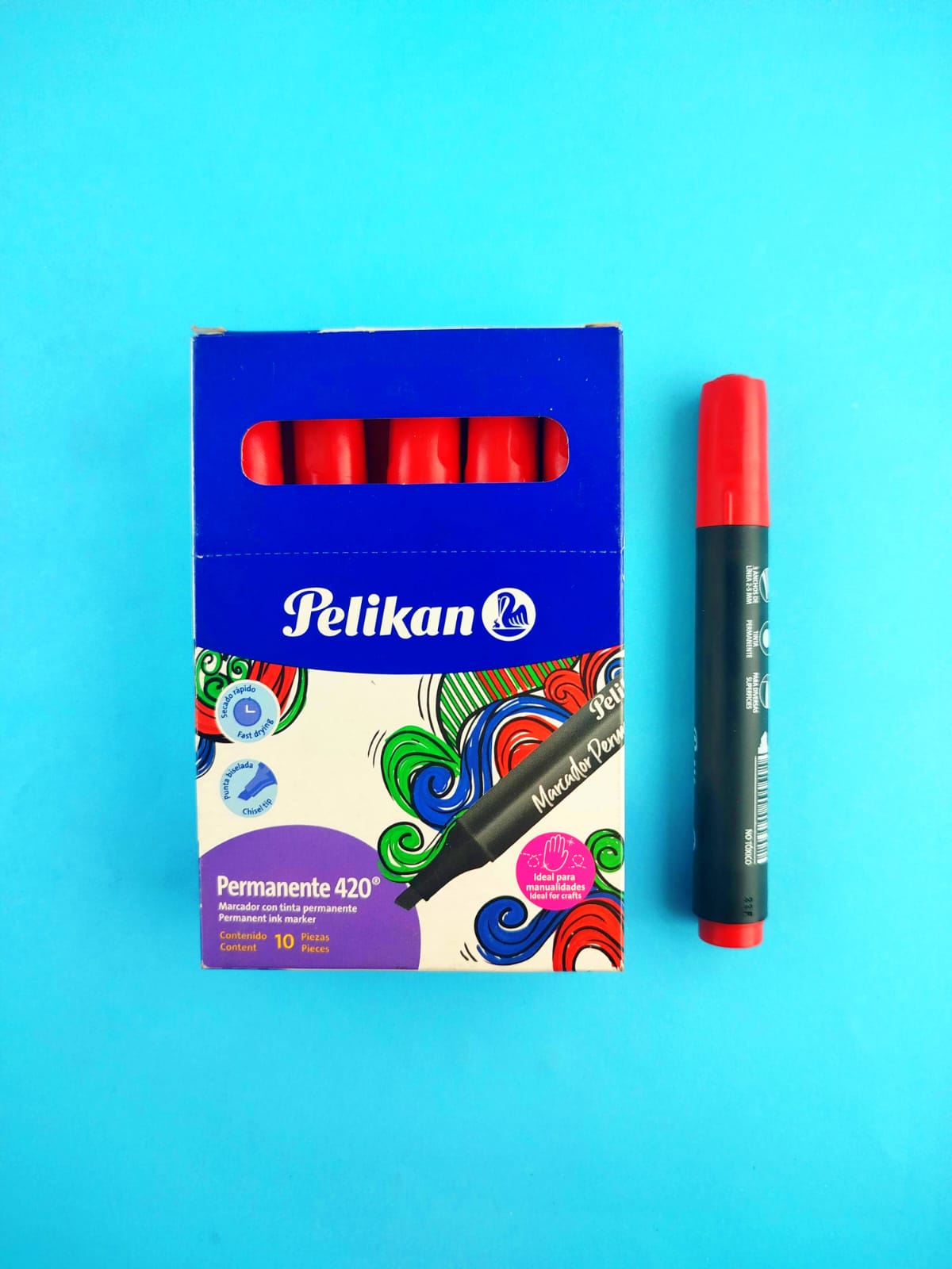 Marcador Pelikan permanente 420 rojo x10 by Pelikan