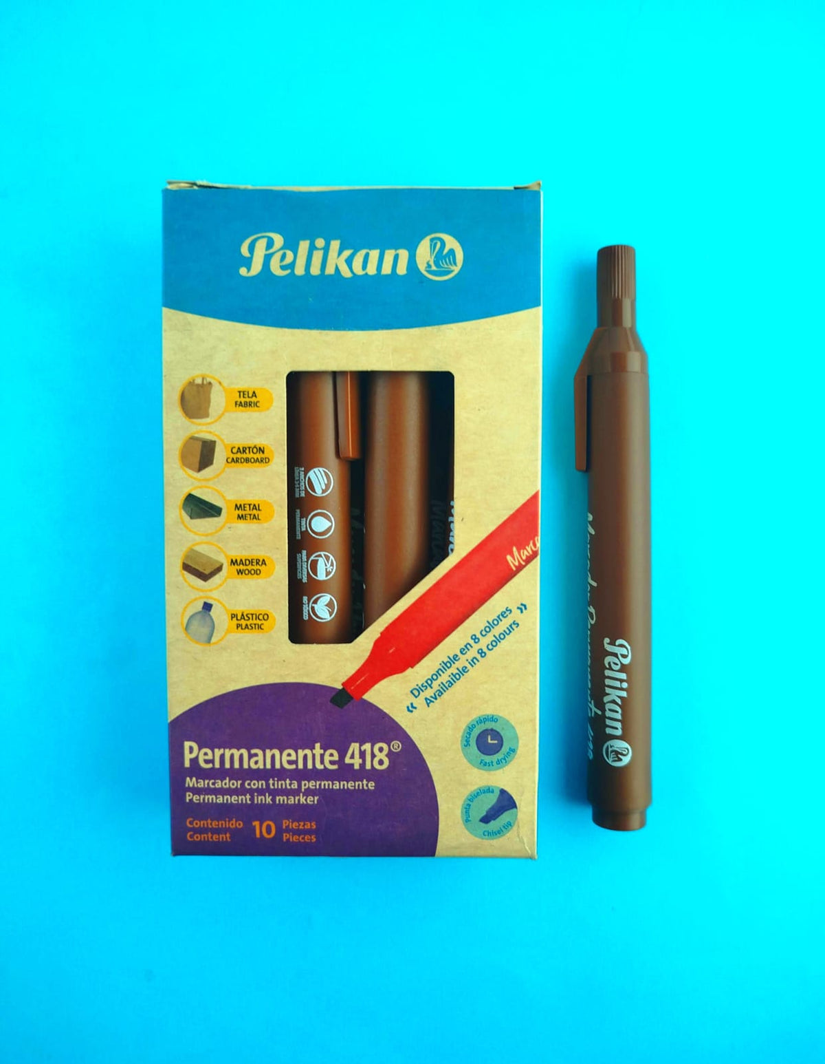 Marcador Pelikan permanente 418 café x10 by Pelikan