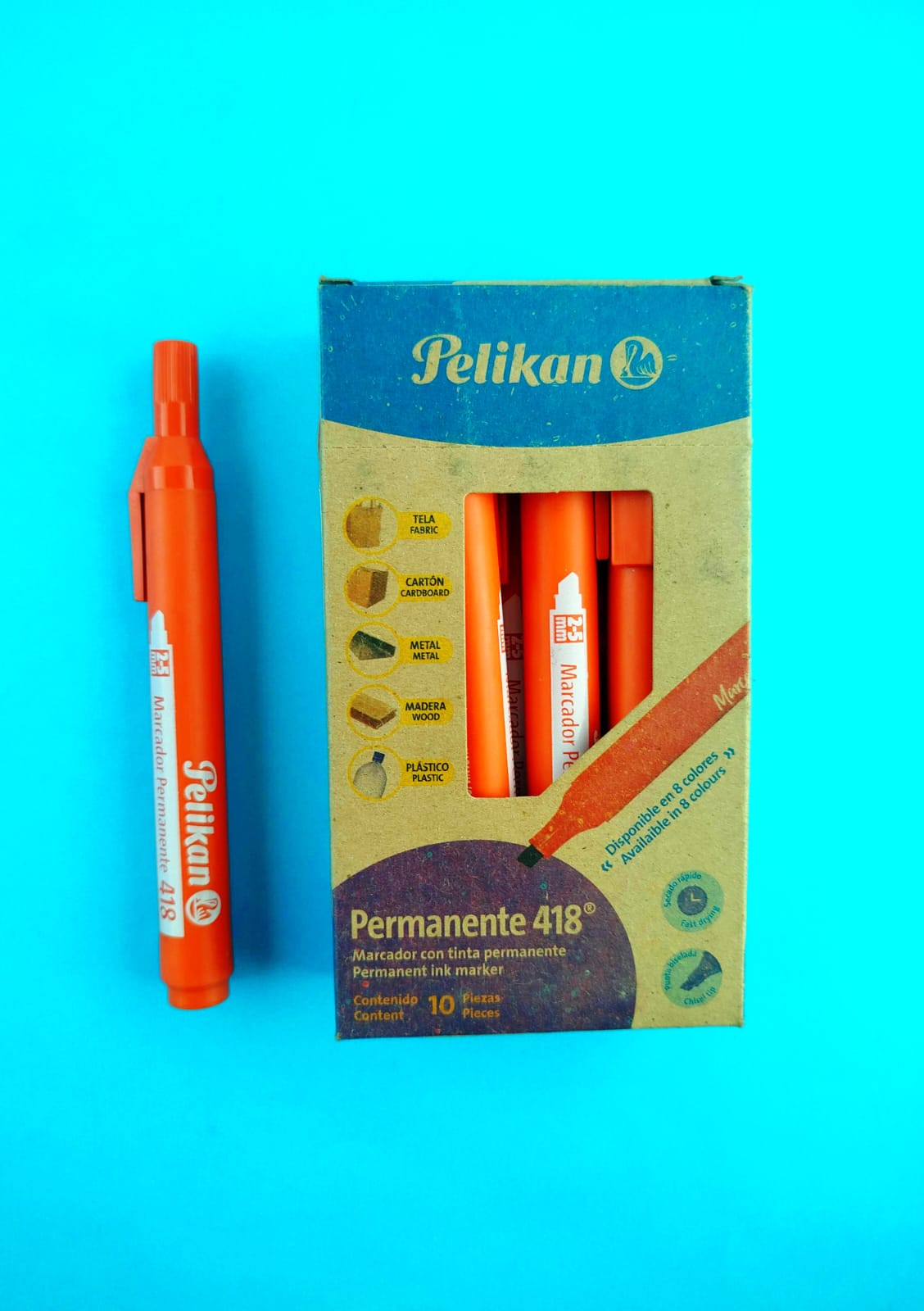 Marcador Pelikan permanente 418 naranja x10 by Pelikan