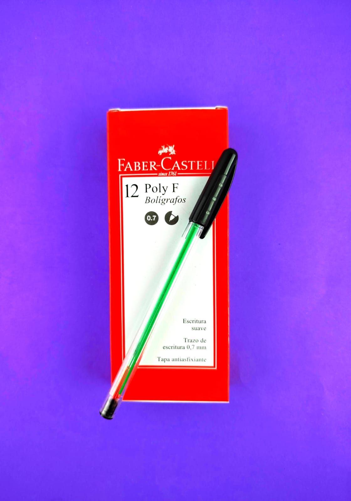 Bolígrafos Faber Castell poly F negro 0.7 caja x12 by Faber Castell