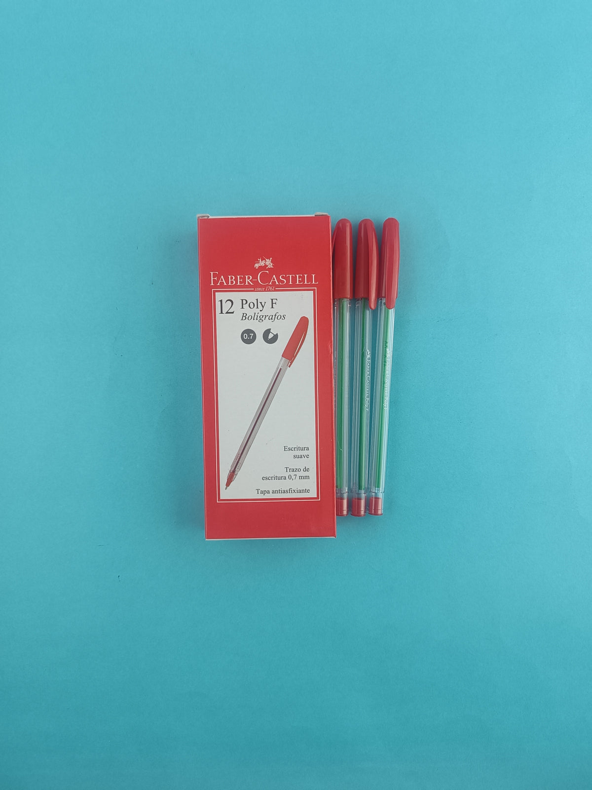 Bolígrafo Faber Castell poly F rojo 0.7 caja x12 by Faber castell