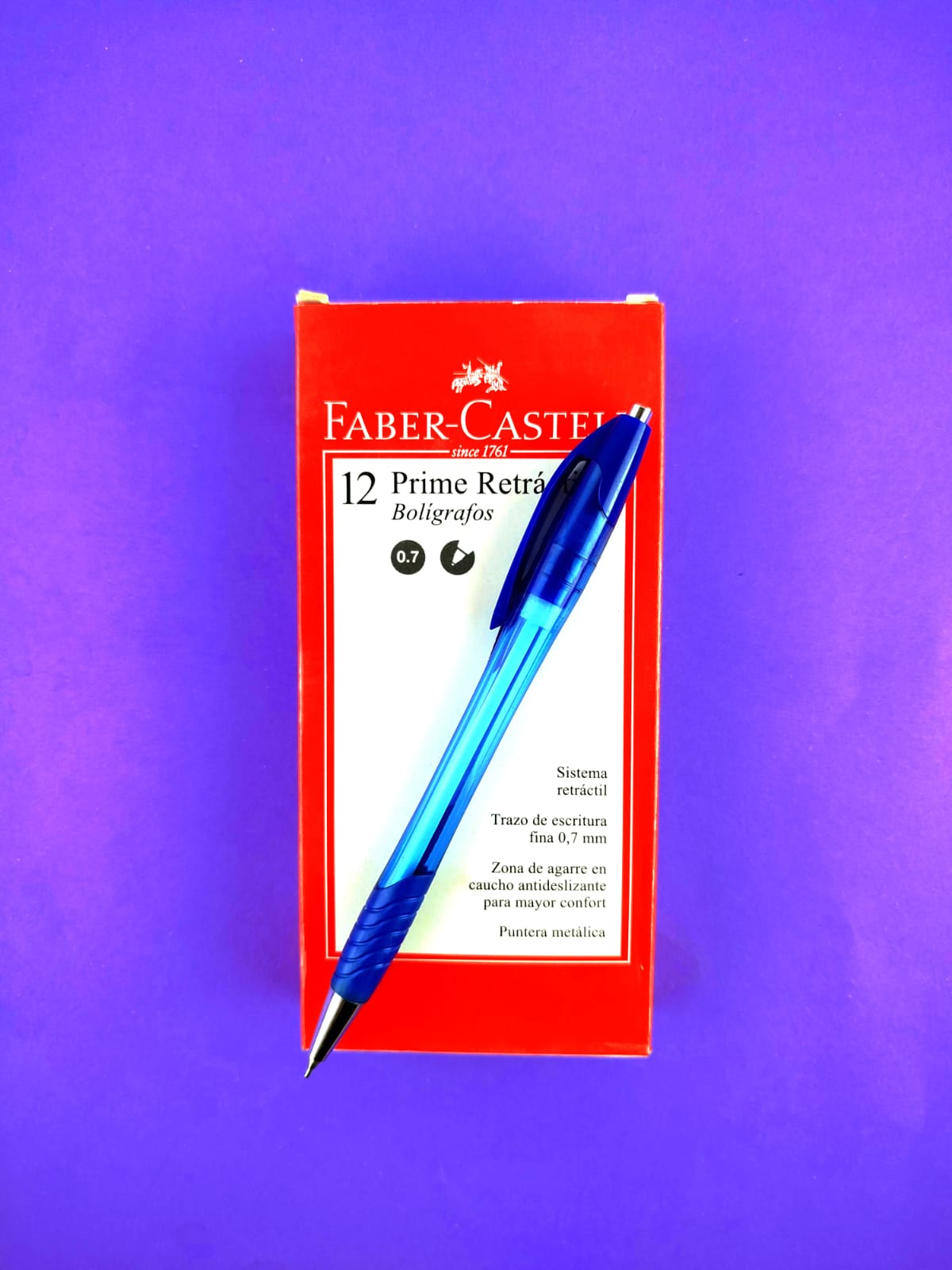 Bolígrafos Faber Castell prime retráctil azul 0.7 caja x12 by Faber Castell