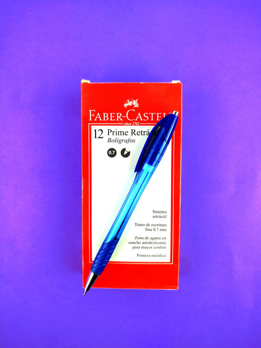 Bolígrafos Faber Castell prime retráctil azul 0.7 caja x12