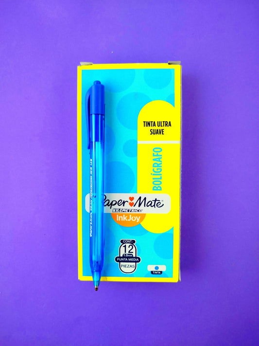 Bolígrafos paper mate retráctil azul 1.0 caja x12