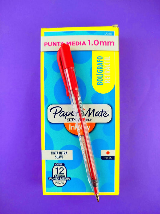 Bolígrafos paper mate retráctil rojo 1.0 caja x12