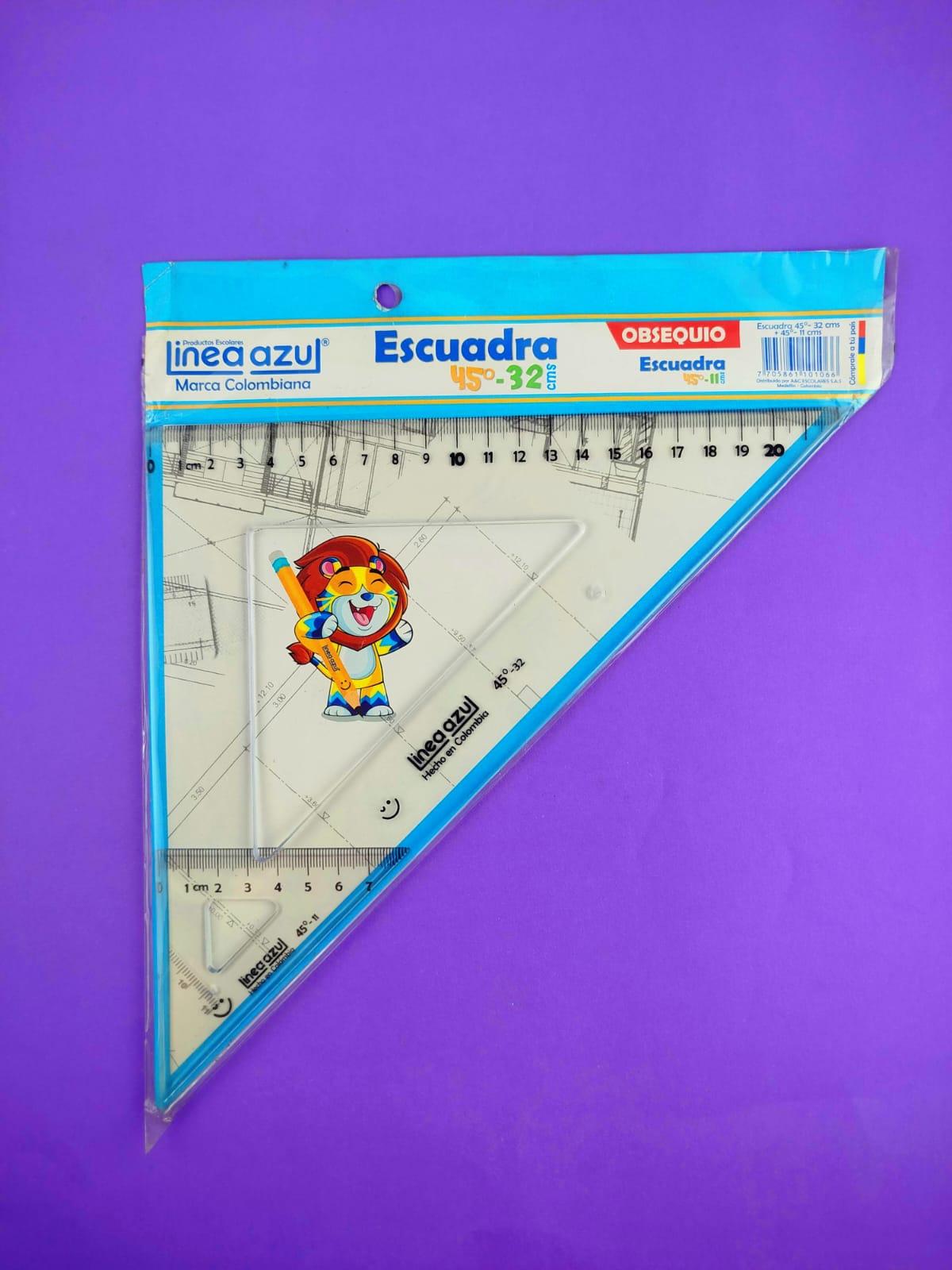 Escuadra 45°-32cms línea azul by Línea azul