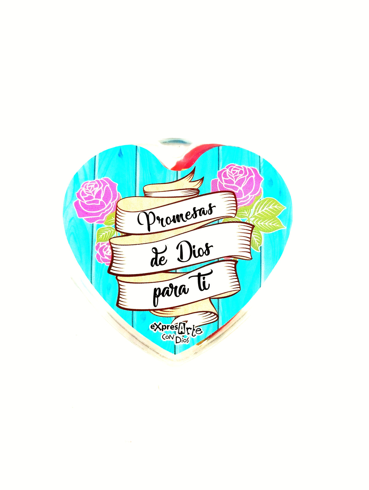 Promesas de Dios para ti caja acrílica corazón x 50 by Angelitos