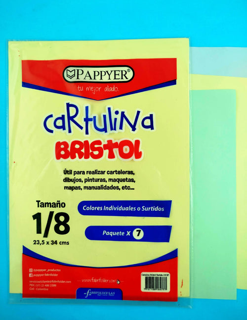 Cartulinas 1/8 pastel x7 by Pappyer