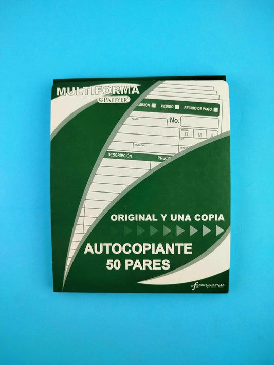 Facturero autocopiante mediano x50 hojas