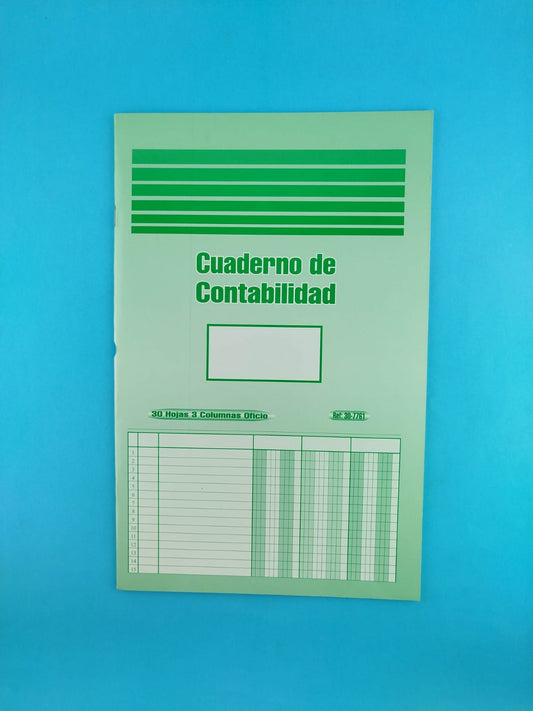 Cuaderno de contabilidad oficio 3 columnas 30 hojas