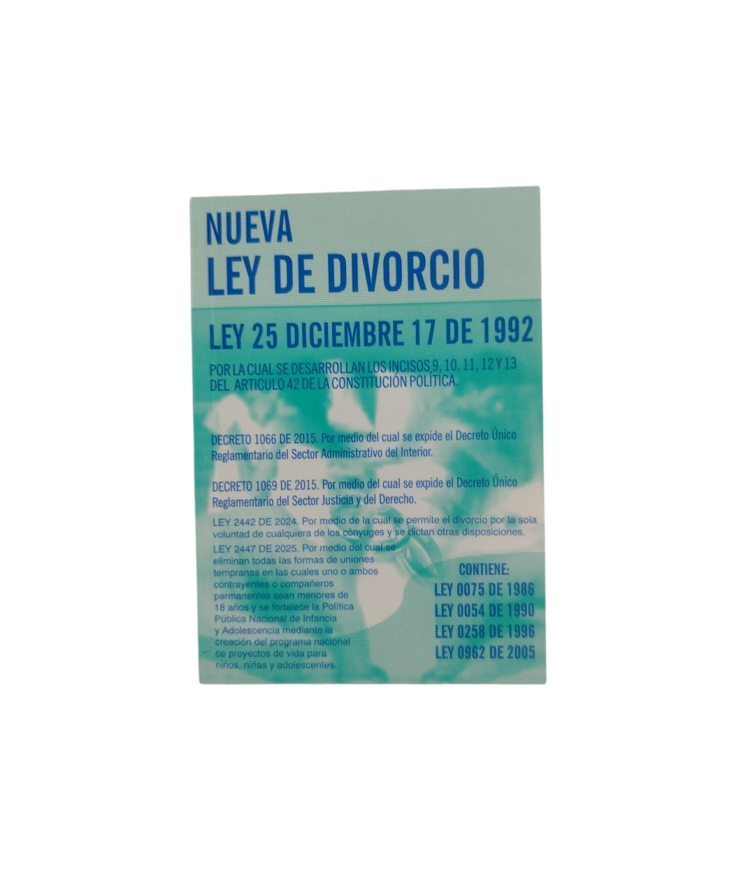 Nueva ley de divorcio ley 25 diciembre 17 de 1992 by Varios