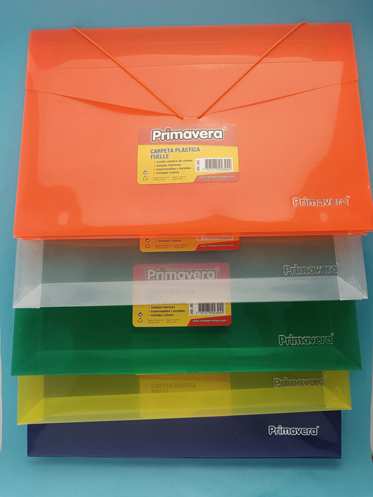 Carpeta plástica primavera fuelle colores surtidos