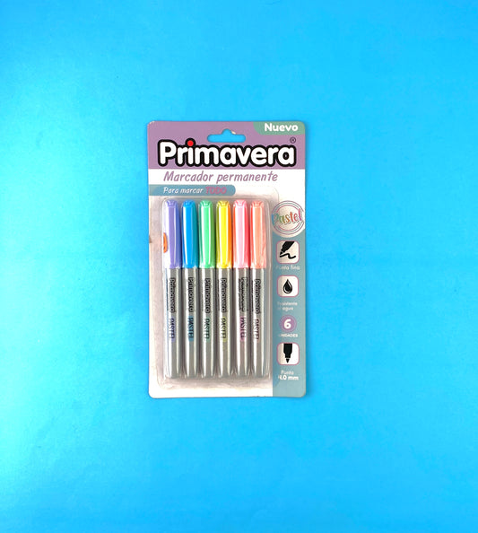 Marcador permanente primavera pastel x6