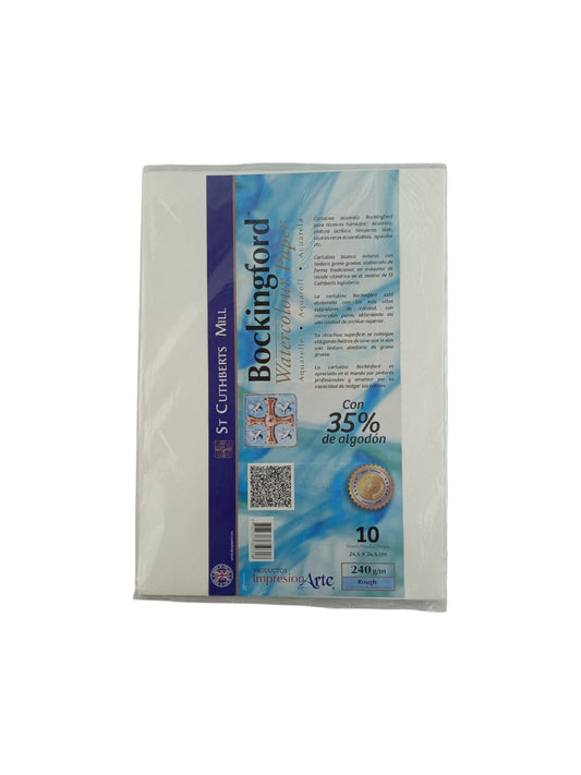 Cartulina acuarela bockingford 240 gr octavos x 10 unid