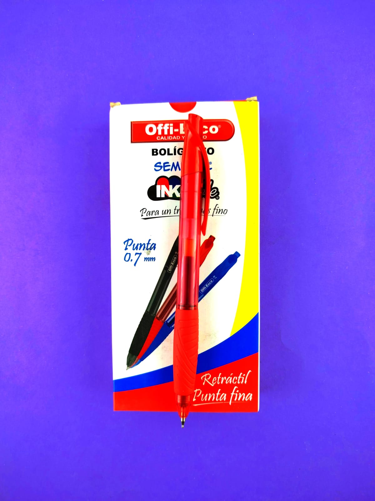 Bolígrafos offi esco semi gel retráctil rojo OE050 0.7 caja x12