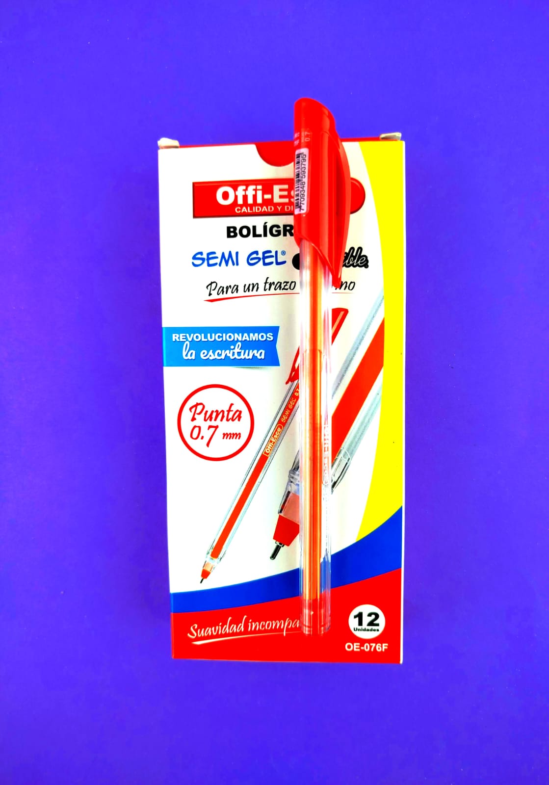 Bolígrafos offi esco semi gel rojo 0.7 caja x12