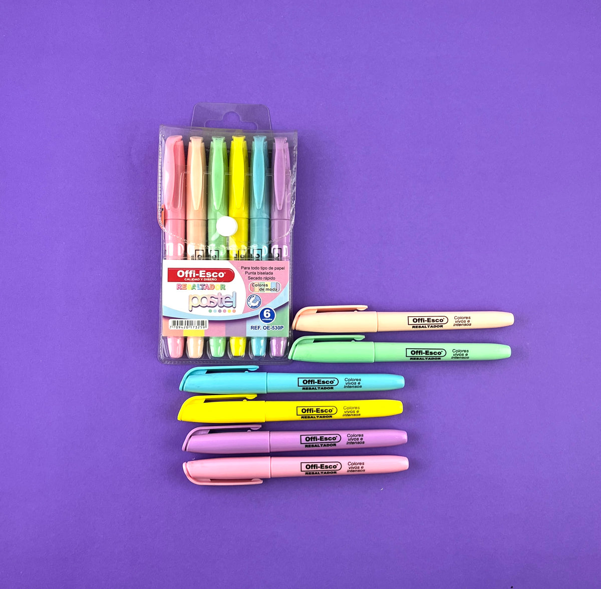 Resaltador mediano pastel offi-esco x 6 by Offi-esco