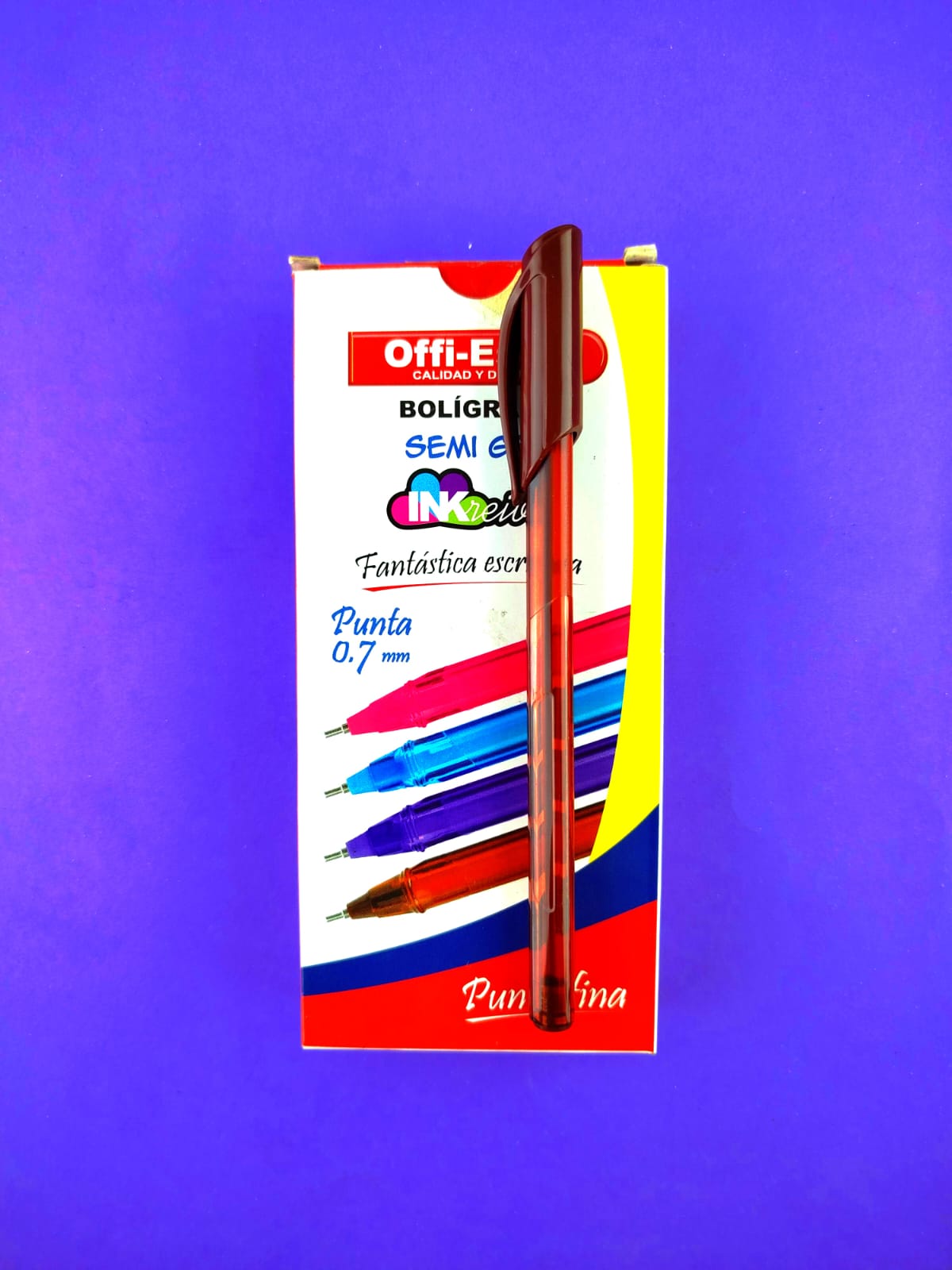 Caja de 12 bolígrafos offi esco semi gel punta 0.7mm café by Offi esco