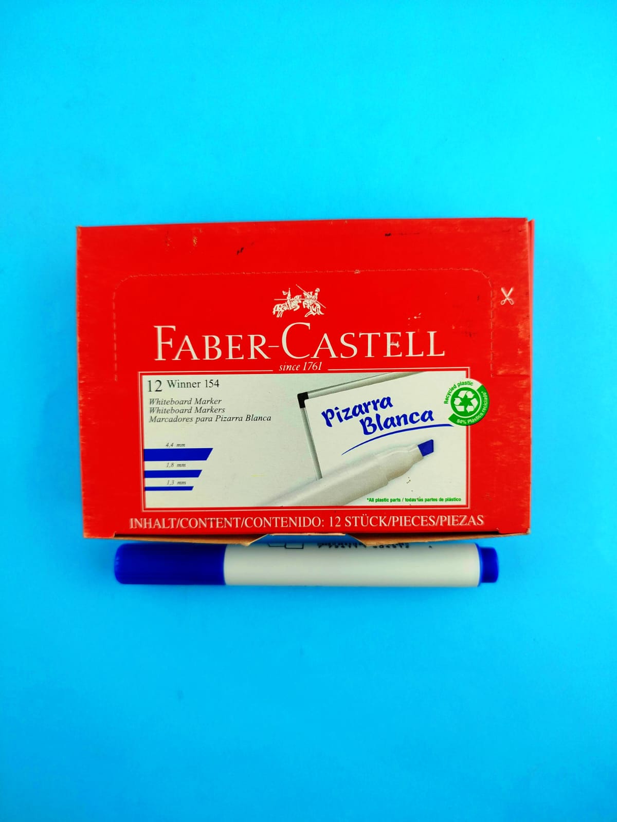 Marcador faber castell borrable azul x12