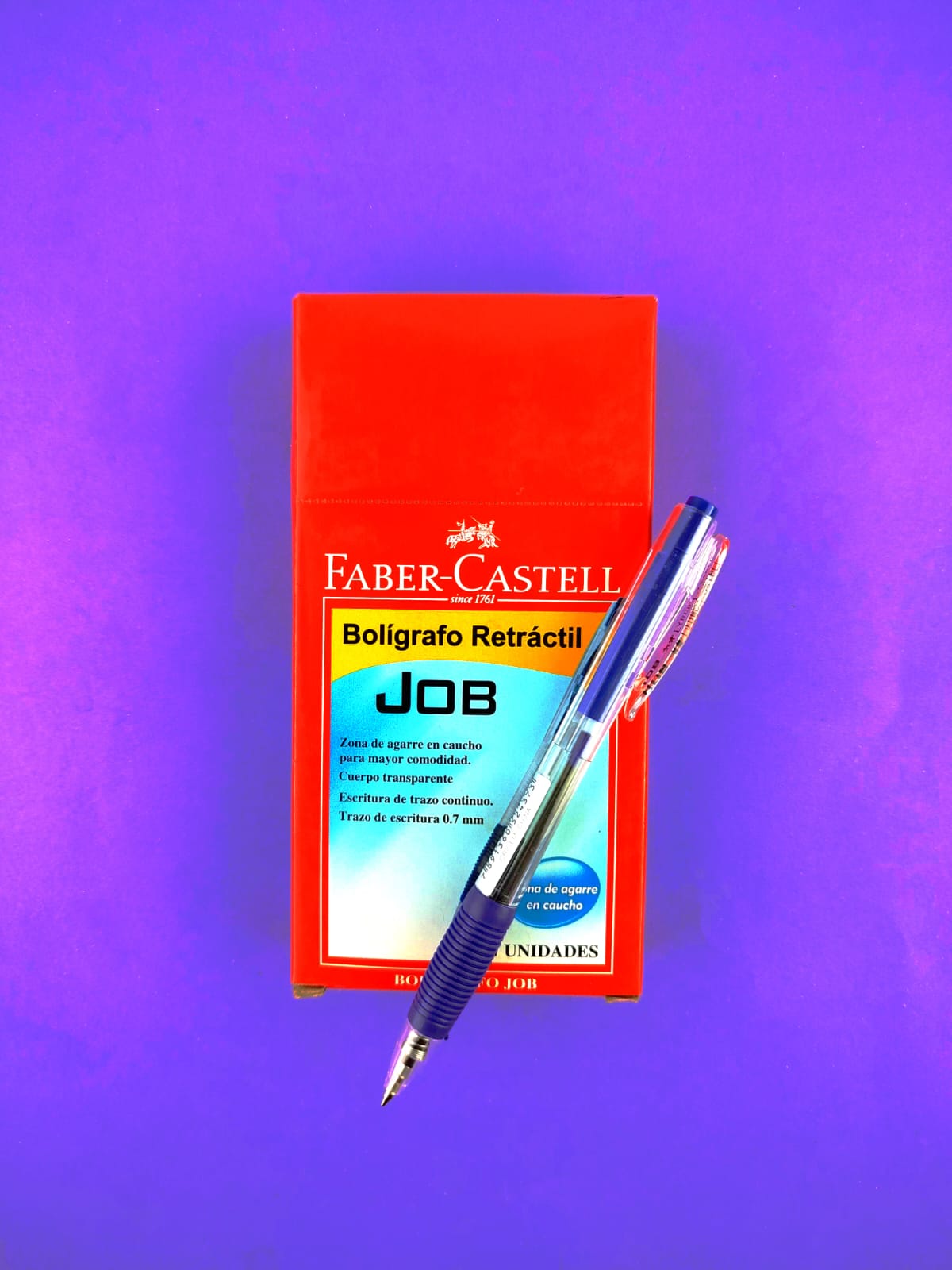 Bolígrafos Faber Castell job retráctil 0.7 azul caja x12