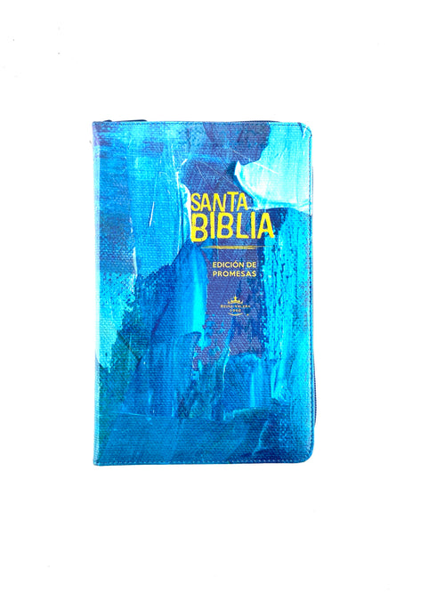 Biblia de promesas letra grande con índice tamaño manual azul by Reina Valera 1960