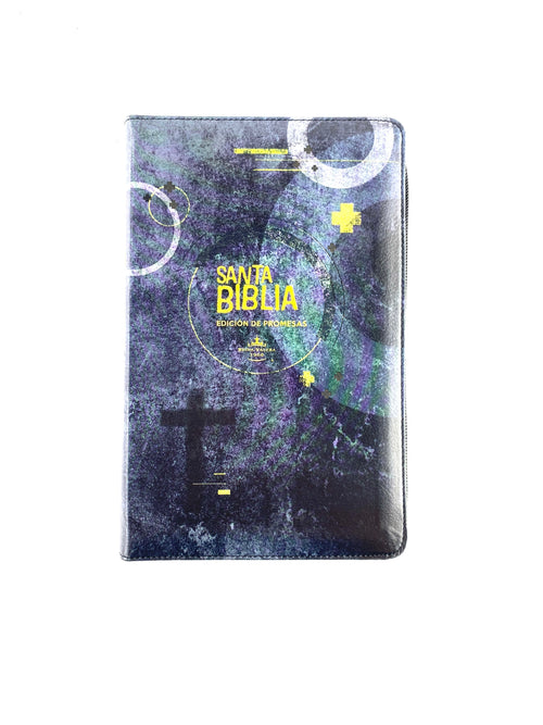 Biblia de promesas letra grande con índice tamaño manual negro amarillo by Reina Valera 1960