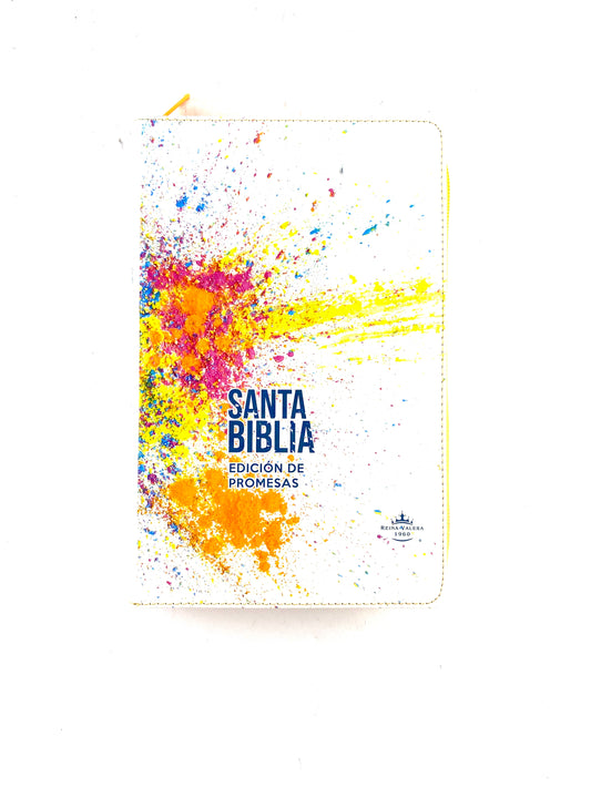 Biblia de promesas letra grande con índice tamaño manual blanco colores