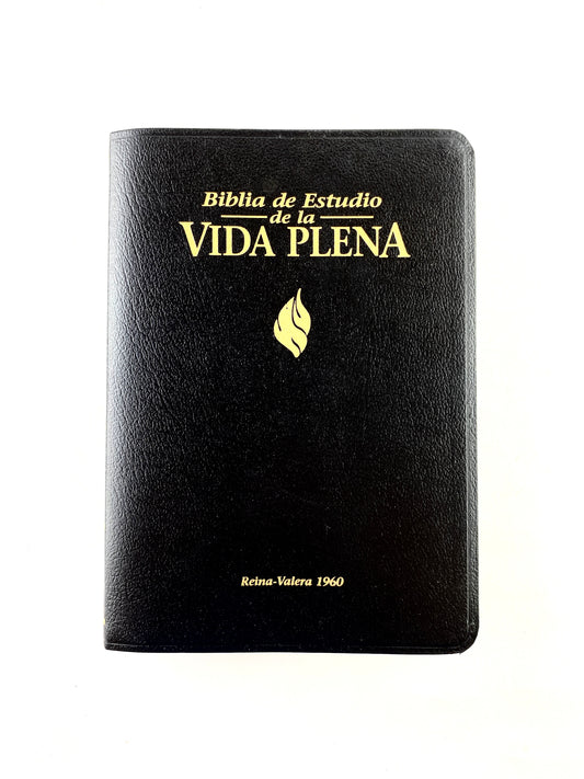 Biblia vida plena cubierta piel negra