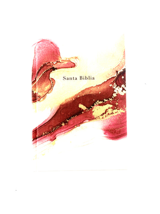 Biblia NVI 2022 ultrafina letra gigante Tela estampado rojo - rosa