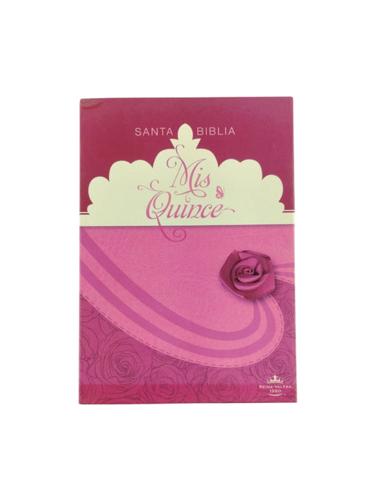 Biblia RVR quinceañera frambuesa con aplique