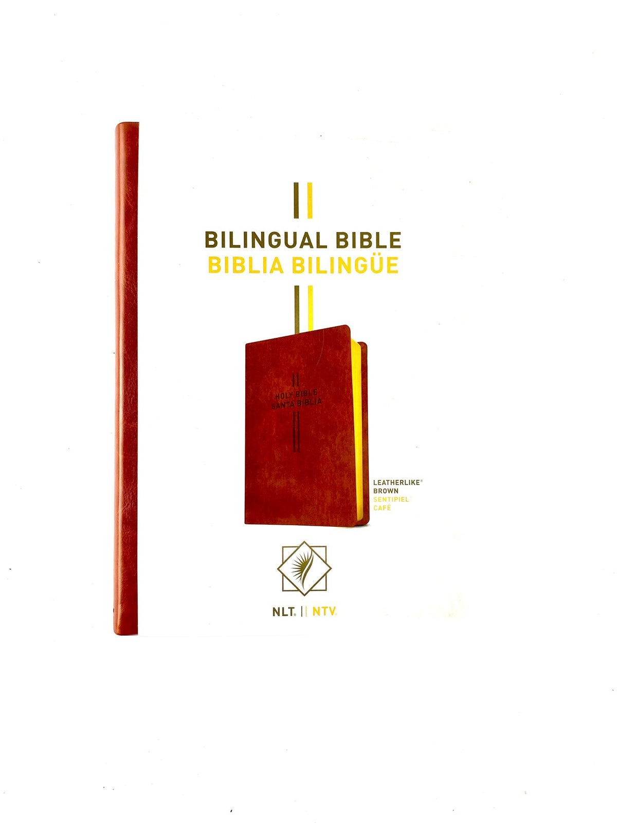 Biblia bilingüe NLT-NTV café borde dorado by Nueva traducción viviente