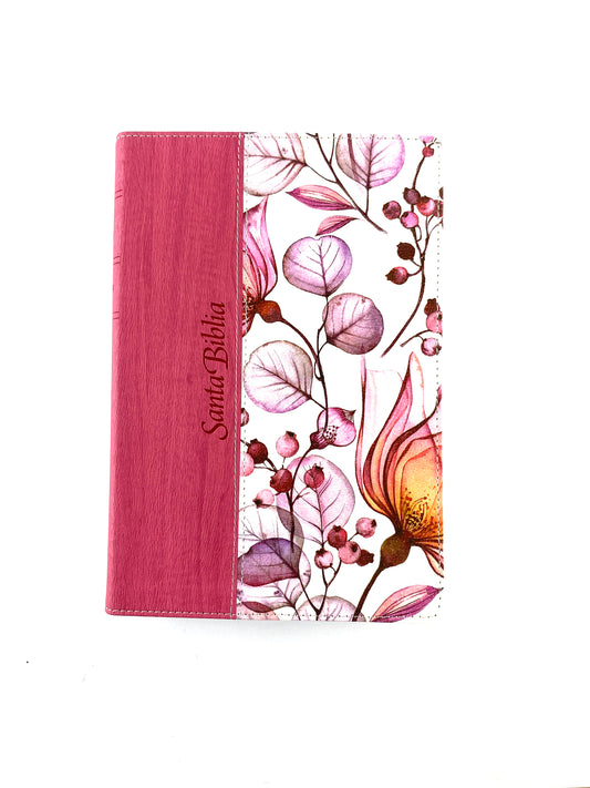 Biblia ntv letra grande edición personal rosa - flores by Nueva Traducción Viviente